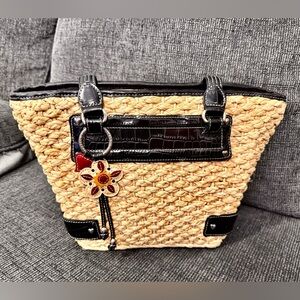 Brighton Tan and Black Woven Tote used 1x in runway show. Like new